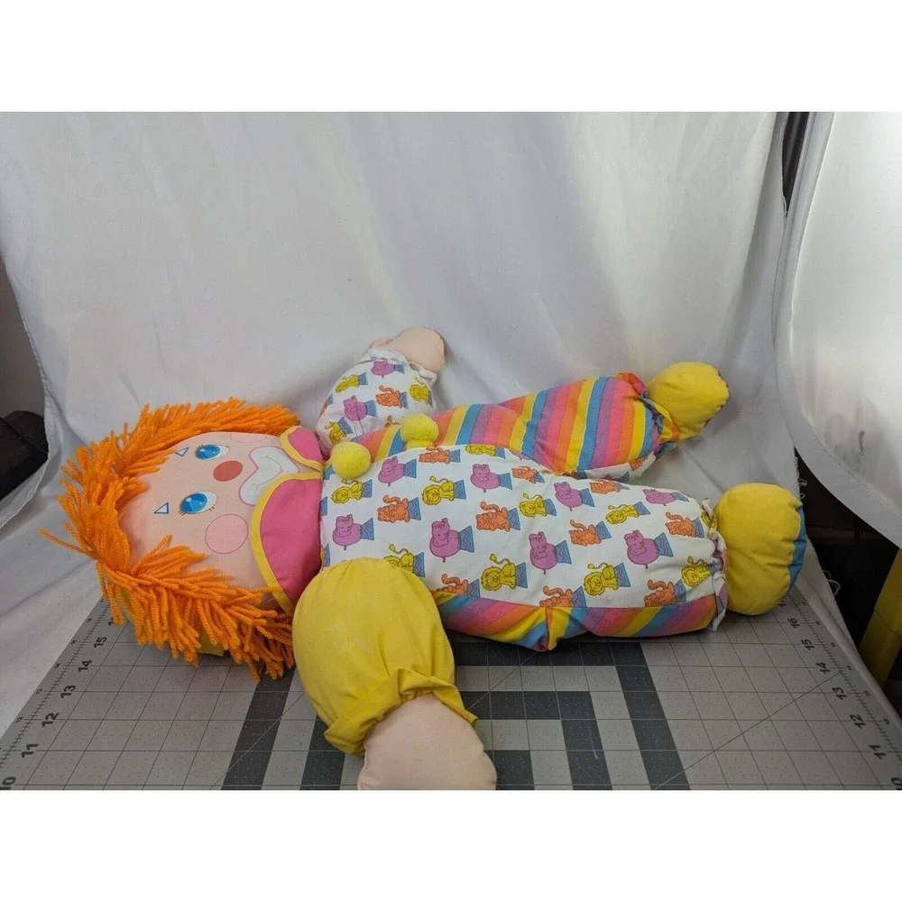 Cloth Clown Plush Doll 24 Inch Yarn Hair Circus Stuffed Animal Toy